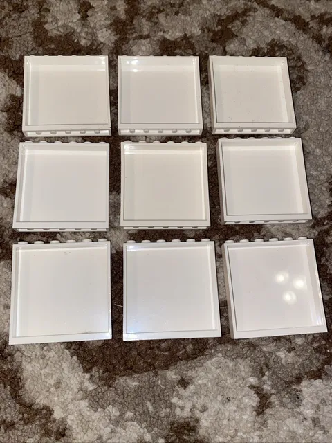 LEGO BULK LOT OF 9 WHITE WALL PANELS 1X6X5 #59349