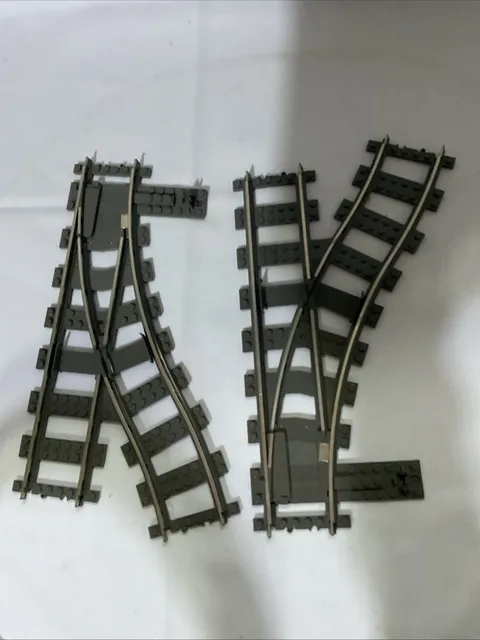 Lego 2861 Dark Gray Train Track 9V Switch Lot Of 2 Left & Right 9V