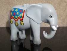 Lego Duplo Large Gray Adult Circus Elephant Animal Safari Zoo w/ White Tusk