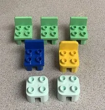 Vtg LEGO DUPLO Lot 7 Chairs Tables Assorted Colors Furniture Replacement Parts