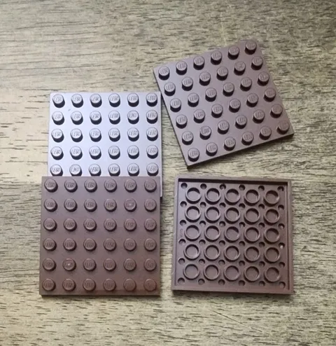 LEGO Reddish Brown Plate 6 X 6. QTY 4. Part No. 3958.