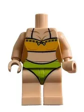 Lego - Minifigure Torso & Legs - Orange & Green Female Swimsuit,  RARE