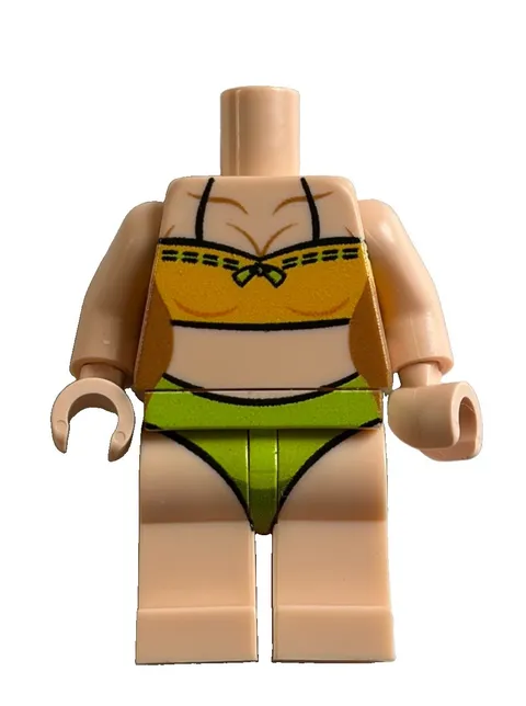 Lego - Minifigure Torso & Legs - Orange & Green Female Swimsuit,  RARE
