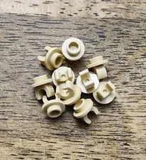 LEGO Tan Plate, Round 1 x 1 with Clip on Bottom QTY 10. Part No. 5264