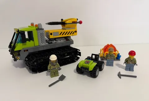 LEGO 60122 City Volcano Crawler (retired) with box, manuals, and minifigures