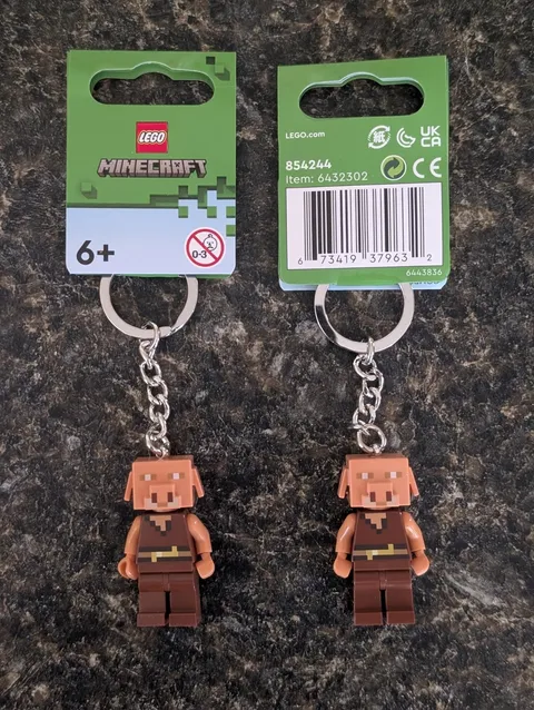 2 x LEGO Minecraft Piglin Minifigure Keychain 854244 Retired NWT