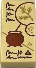 Lego New Tan Tile 1 x 2 w/ Dark Brown Text Dark Orange Cauldron Spell Part