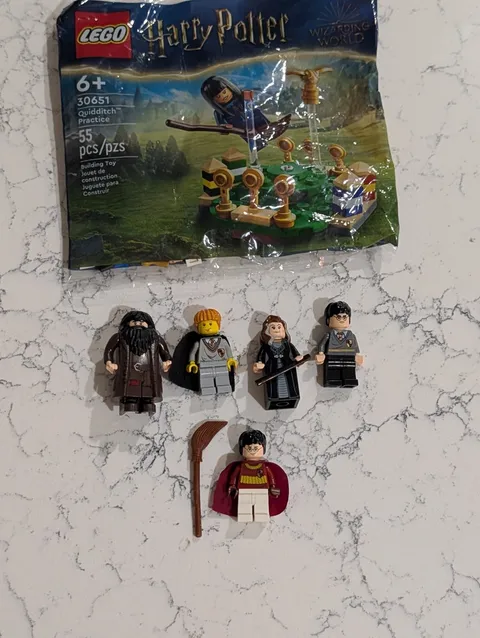 LEGO Harry Potter Hermione Ron Hagrid  Sorcerer Stone Minifigure Lot Of 5 + Bag
