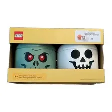 LEGO Storage Head Small 2 Pcs Halloween Edition Zombie Skull Container NIB
