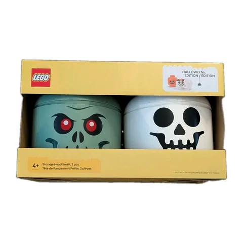 LEGO Storage Head Small 2 Pcs Halloween Edition Zombie Skull Container NIB