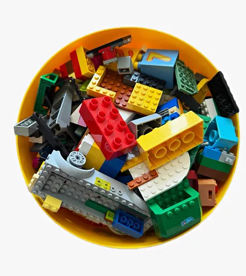LEGO Bulk Lot Mixed Bricks & Parts, Multicolor Plastic, Yellow Minifigure Head