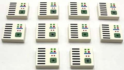 Lego 10 New White Tiles 2 x 2 with Computer Panel with Dark Green Screen Pieces