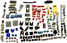 Vintage LEGO Printed Parts Lot Specialty Bricks Slopes Tiles Consoles Space Town