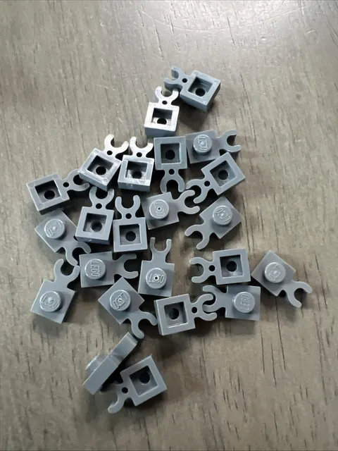 LEGO 4085d Dark Bluish Gray Modified 1x1 Open O Clip Thick Vertical Grip 23pc