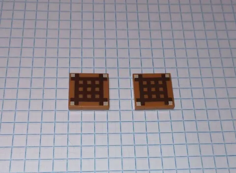 2 Genuine Lego Minecraft Crafting Table Top Grid Pattern print on Medium Nougat