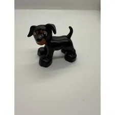 LEGO Duplo Black Puppy Dog Figure Tan Face Markings Animal 543J8 Replacement