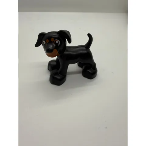 LEGO Duplo Black Puppy Dog Figure Tan Face Markings Animal 543J8 Replacement