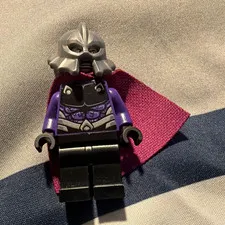 LEGO Minifigure Purple Outfit with Dark Red Cape & Silver Helmet Mask