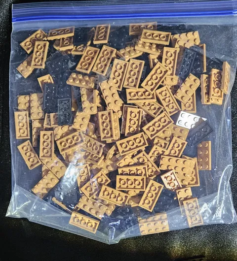 LEGO 2x4 Plates Bulk Lot 200+ Pcs 0.6 lb Part 3020 Medium Nougat Tan Black MOC N