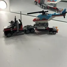 LEGO Semi Truck Trailer and Helicopter Vehicle Build Lot Plastic