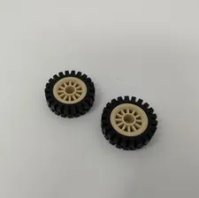 LEGO Tan Wheel Spoked 2x2 Tire 8 D. x 24mm Offset Tread 5978 5948 5918 #30155c01