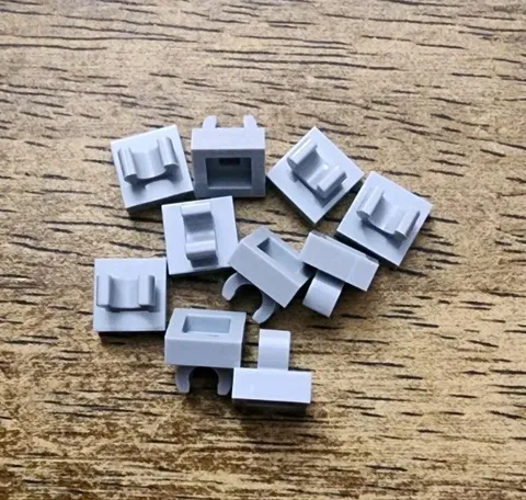 LEGO Light Bluish Gray Tile, Modified 1 x 1 with Open O Clip QTY 10. Part 15712
