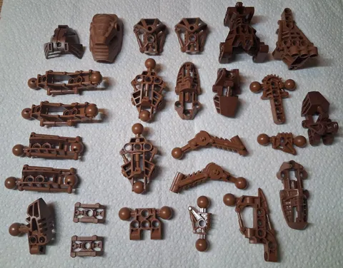 BC Lego Lot 26 Brown  Assorted Bionicle Parts Connectors Legs Mask Accessories