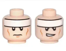 LEGO Minifigure, Head Dual Sided White Headband, Medium Nougat Cheek inv.628