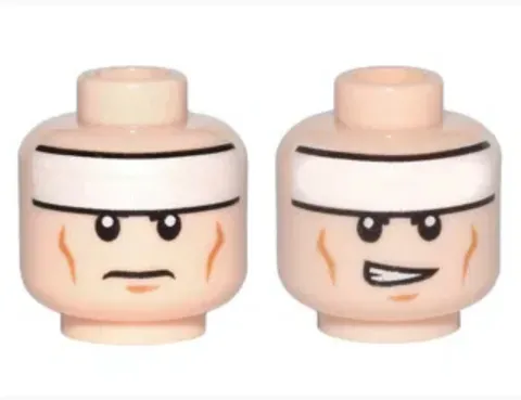 LEGO Minifigure, Head Dual Sided White Headband, Medium Nougat Cheek inv.628
