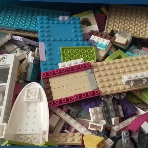 LEGO Multicolor Bulk Lot Mixed Bricks/Plates/Parts With Blue Container 3 Pounds