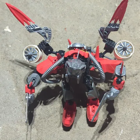 LEGO Bionicle Technic Figure Parts Lot w/ Weapons Red Black Gray Silver