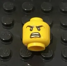 LEGO 2 Sided Yellow Head, Very Upset Angry Mad / Flat Neutral Grin