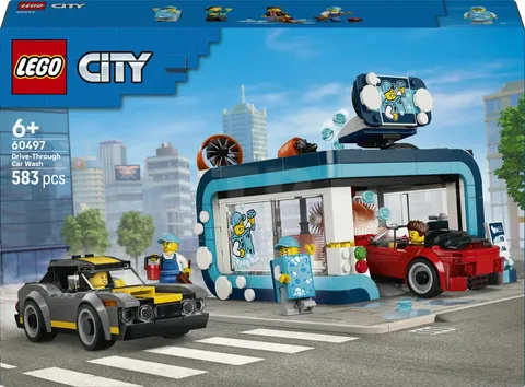 LEGO City Drive-Through Car Wash 60497 Building Toy Set 4 Minifigures New Gift