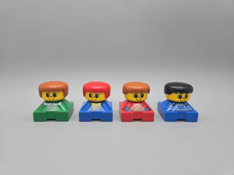 Vintage Lego Duplo Square Body Mini Figs Figures Red Blue Green