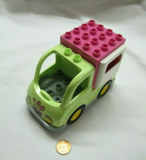 Lego Duplo Mint Green ICE CREAM TRUCK VEHICLE with FREEZER & DOORS 