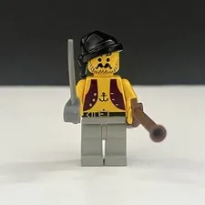 Lego Pirates Minifigure Pirate Anchor Shirt Light Gray Legs Black Bandana pi012