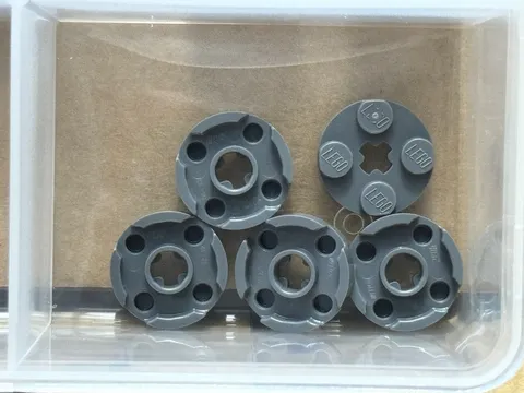 LEGO Parts - Dark Bluish Gray Plate, Round 2 x 2 Axle Hole - No 4032 - QTY 5