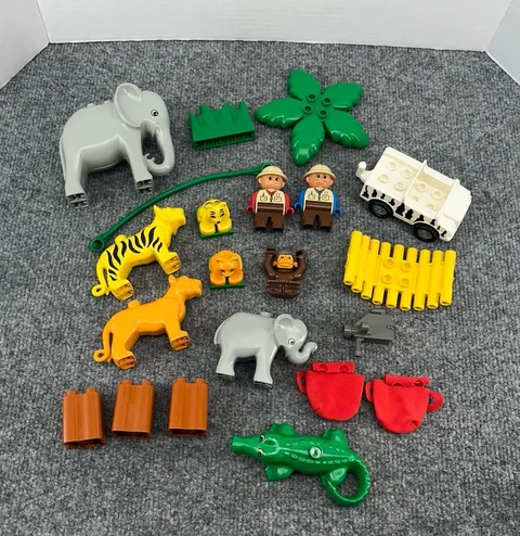 Lego Duplo Jungle Safari Animal Lot Zookeeper Figures Elephant Tiger Monkey