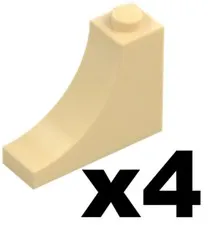 Lego Part 18653 Tan ARCH Inverted 1 x 3 x 2 Qty 4 TN4