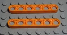 Lego Technic Flat Connector 1x6 Orange 2 Pieces