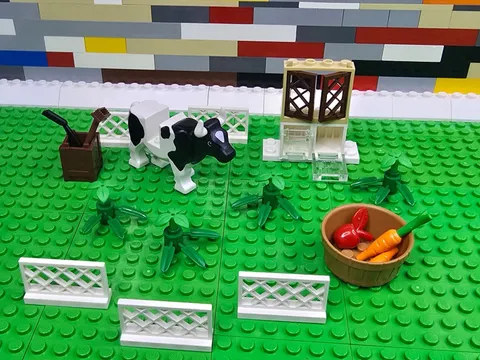 LEGO Cow Body Black And White - Full Horns