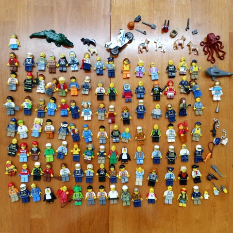 LEGO Minifigure Lot 100+ Figures with accessories City Workers, Pirates, Shark
