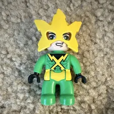 LEGO Minifigure Electro-Green Suit w/ Yellow Star Mask Headpiece Plastic Figure