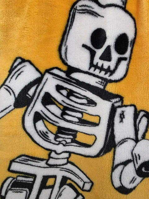 Lego Halloween Plush Blanket - Legos - Skeletons - Blankets - Mini Figs - Orange