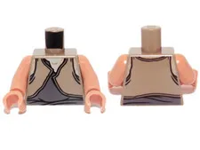 LEGO Dark Tan Torso SW Gungan Dark Bluish Gray / Light Brown Shirts Front and Ba