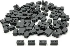 Lego 100 New Dark Bluish Gray Bricks Building Blocks 1 x 2 Stud Pieces
