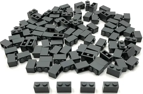 Lego 100 New Dark Bluish Gray Bricks Building Blocks 1 x 2 Stud Pieces