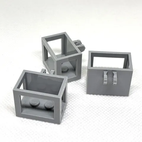 LEGO Parts Lt Bluish Gray Crane Bucket Lift Basket 2 x 3 x 2 Locking Hinge X 3