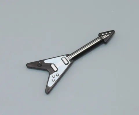 LEGO mini electric guitar black white Flying V minifigures musical instrument