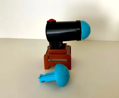 LEGO-Duplo Black Cannon Shooting w/ Red Firing Button & 2 Duplo Missiles-Rare